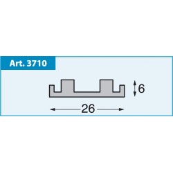 Guida inferiore all. argento 26x6 mm vetro (4 mt)