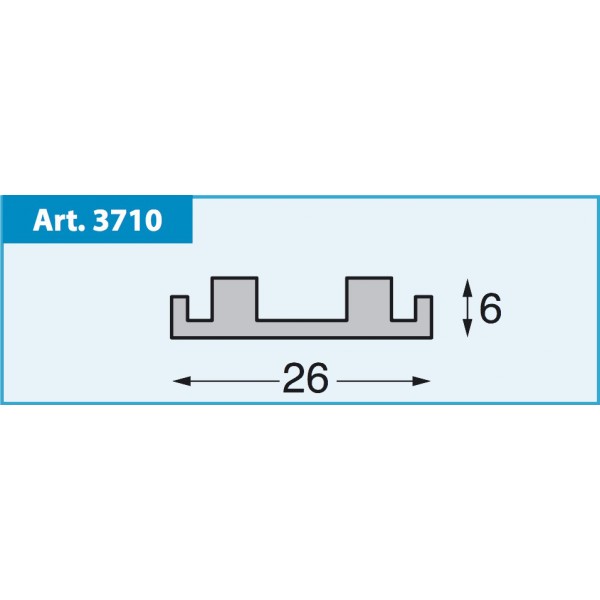 Guida inferiore all. argento 26x6 mm vetro (4 mt)