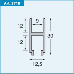 Profilo scorrimento in alluminio argento 12,5x30 mm...