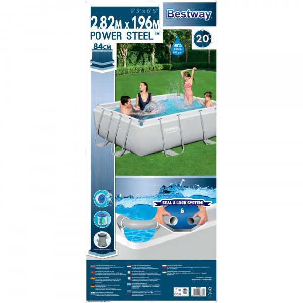 Piscina fuori terra rettangolare Bestway 56629 Power Steel Frame 282x196x84 cm