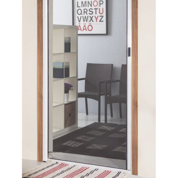 Zanzariera a rullo in alluminio 160x250cm per porta orizzontale bianca