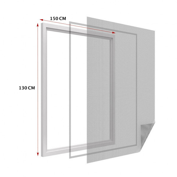 Zanzariera per finestra 130x150cm con autoadesivo bianco