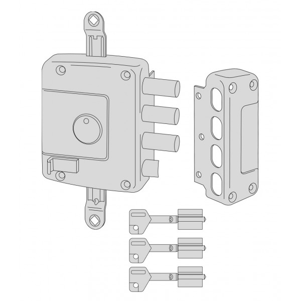 Serratura ad applicare Cisa 1.57167.60.1 triplice doppia mappa