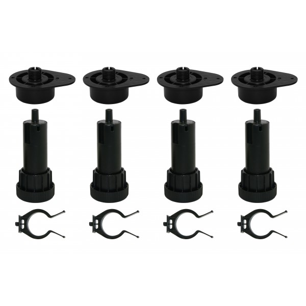 Piede regolabile in plastica h. 120 d. 30 mm nero (4 pz)