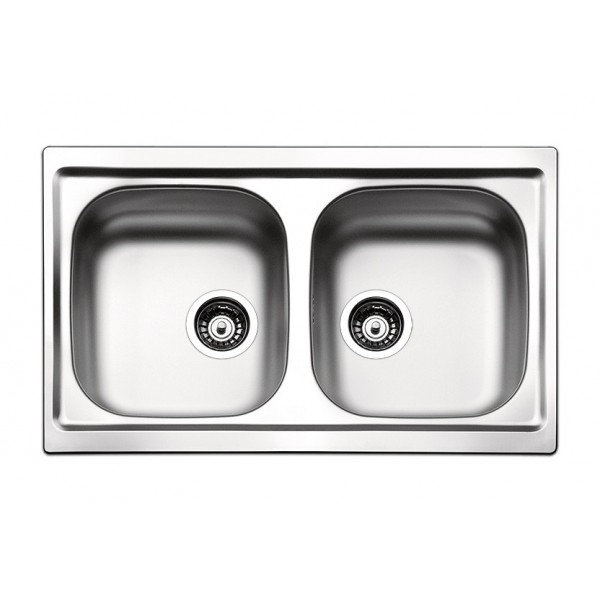 Lavello cucina 2 vasche in acciaio inox apell oceano 79x50 cm