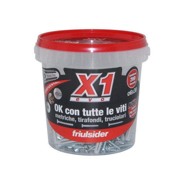 X1 evo tassello d. 6x30 mm c/vite tsp pz (200 pz)