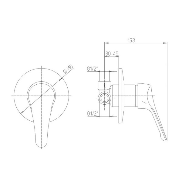 Miscelatore doccia pilot da incasso a tre vie