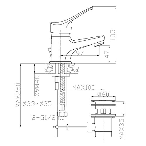 Miscelatore per lavabo bagno con piletta 11/4 goplast sei cromato
