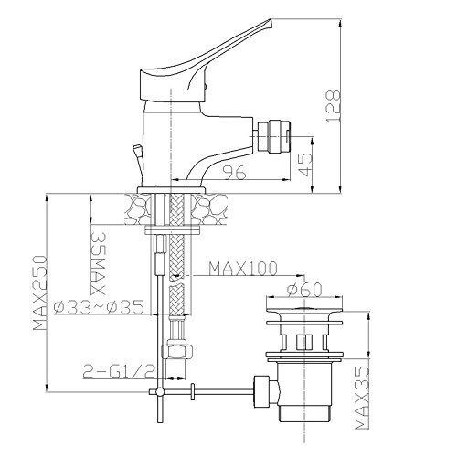 Miscelatore per bidet con piletta 11/4 goplast serie sei