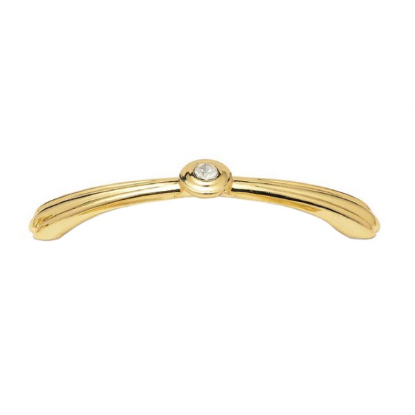 Maniglia con swarovski zama 96 mm oro lucido