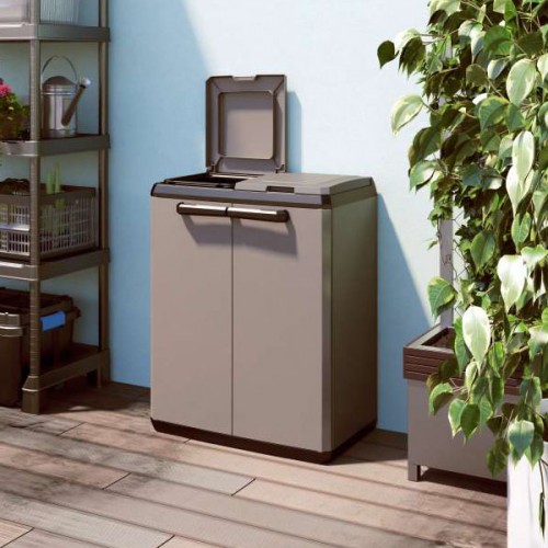 Armadio basso in resina per raccolta differenziata split 68x39x92 cm kis grigio