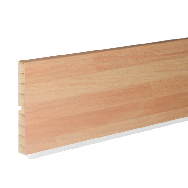 Zoccolo per cucina in PVC colore faggio listellare h 120 mm 4 mt