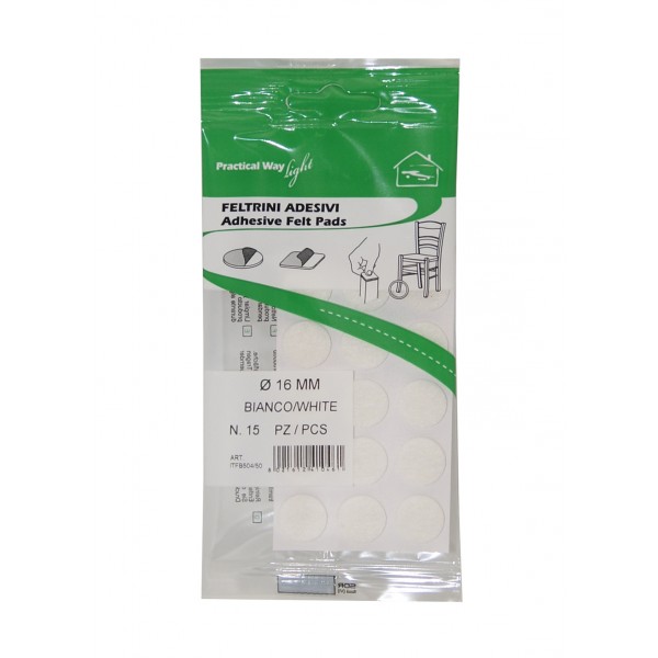 Feltrini tondi d. 16 mm sp. 3,5 mm bianco (15 pz)