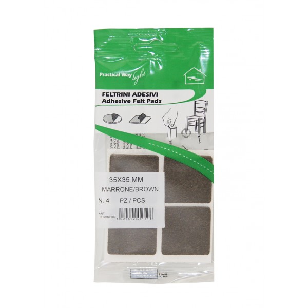 Feltrini quadri 35x35 mm sp. 3,5 mm marrone (4 pz)