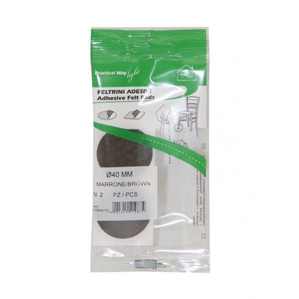 Feltrini tondi d. 40 mm sp. 3,5 mm marrone (2 pz)