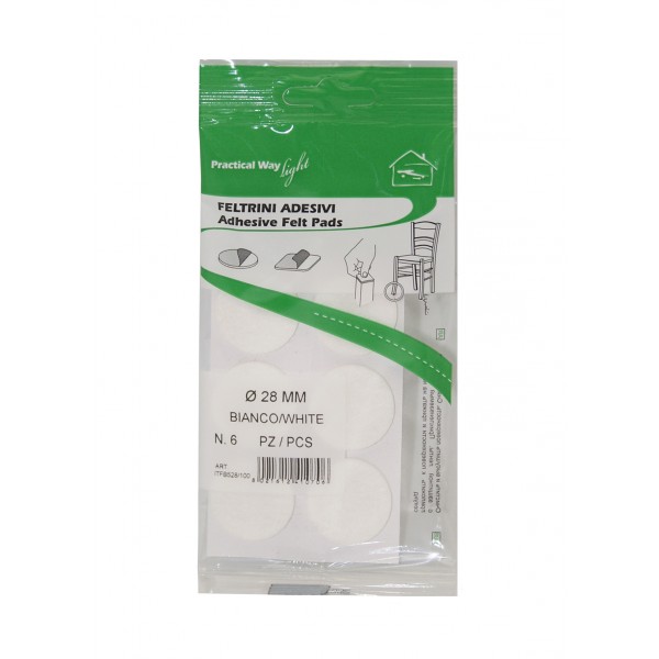 Feltrini tondi d. 28 mm sp. 3,5 mm bianco (6 pz)