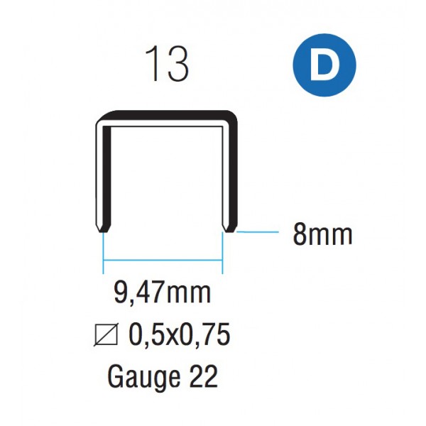 Punti m 13/8 d per cucitrici 9,47x8 mm (5000 pz)