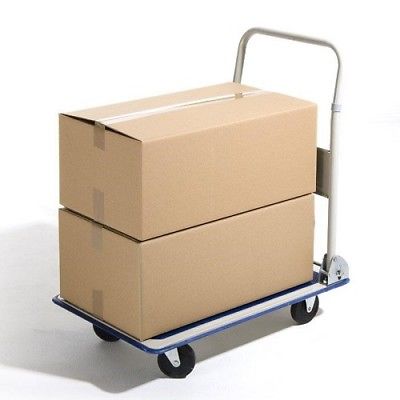 Carrello con manico pieghevole portapacchi 4 ruote portata 150kg blu e grigio