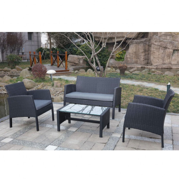 Set da giardino Congo con tavolo divano e due poltrone grigio