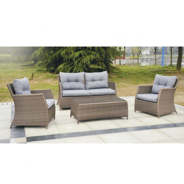 Set da giardino con tavolo divano e due poltrone Philippinas colore corda