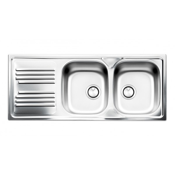 Lavello cucina 2 vasche con gocciolatoio sinistro in acciaio inox apell atmosfera 116x50 cm
