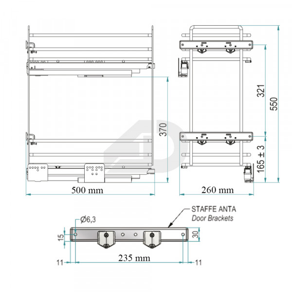 Cestello portabottiglie estraibile 2 piani Inoxa 5102EY cromato e bianco 30x50cm