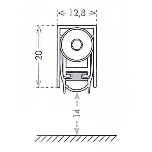 Antispiffero s/aletta h.20 x p.12,8 mm l. 700mm