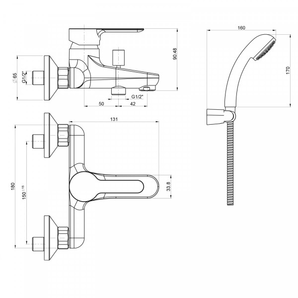 Miscelatore vasca giada 1 com. est. duplex cromato