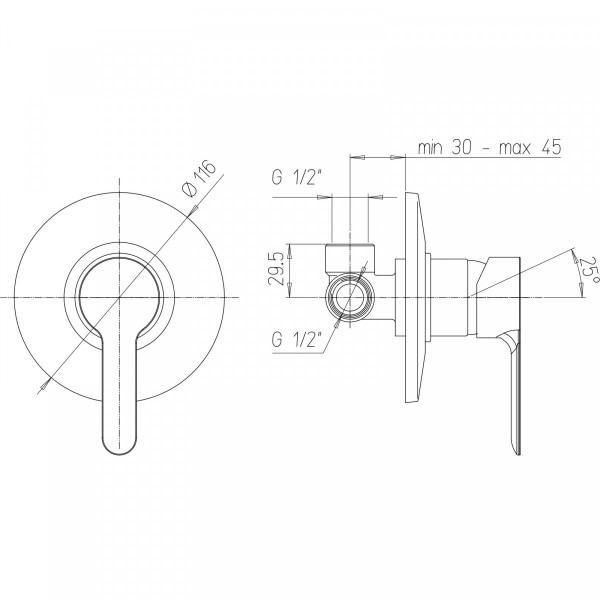 Miscelatore doccia p3 incasso 1 com. cromato