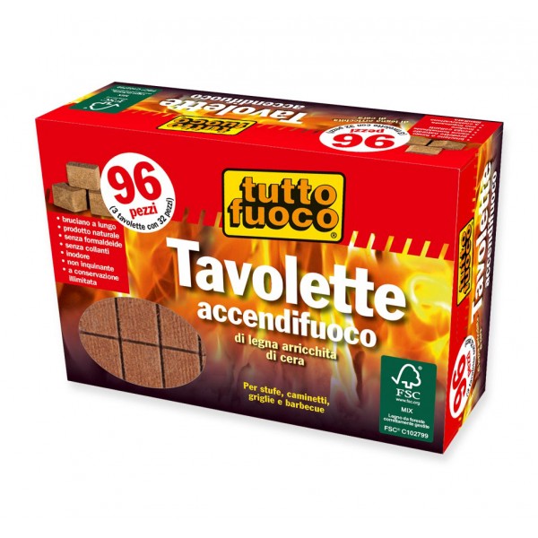 Accendifuoco ecologico 96 cubetti tutto fuoco ekla 