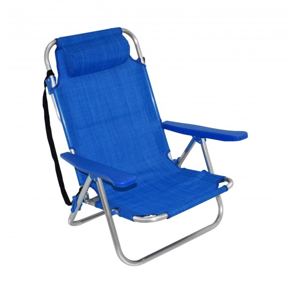 Spiaggina mare pieghevole in alluminio 46x59 cm con cuscino blu 