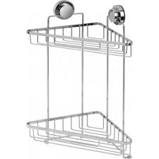 Mensola angolare per doccia con due ripiani cromata 23 x 42 x 23 cm