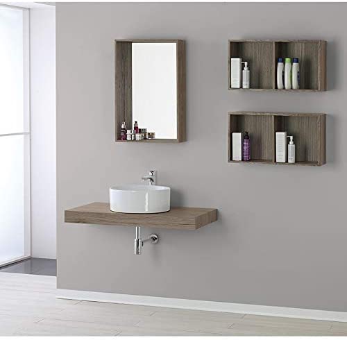 Specchio con cornice brand 450 x 160 x 700 mm in nobilitato rivestito in pvc castagno