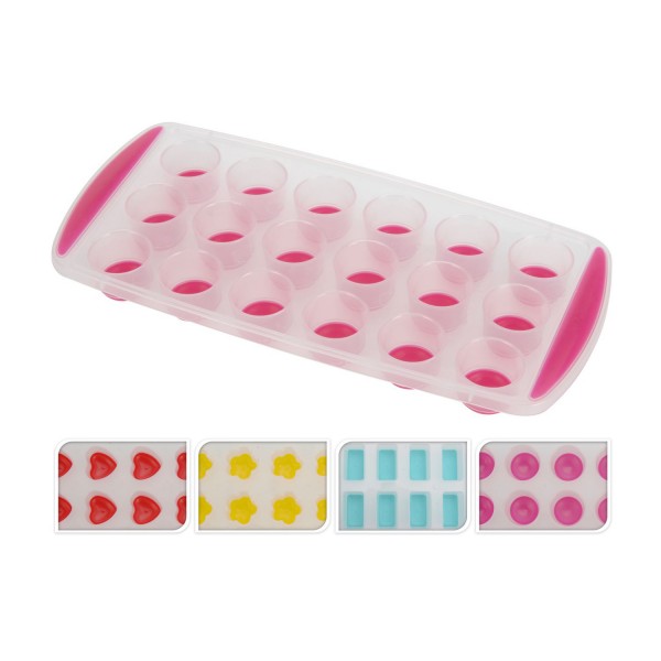 Vaschetta formaghiaccio 18 cubetti 24x12 cm colori assortiti 