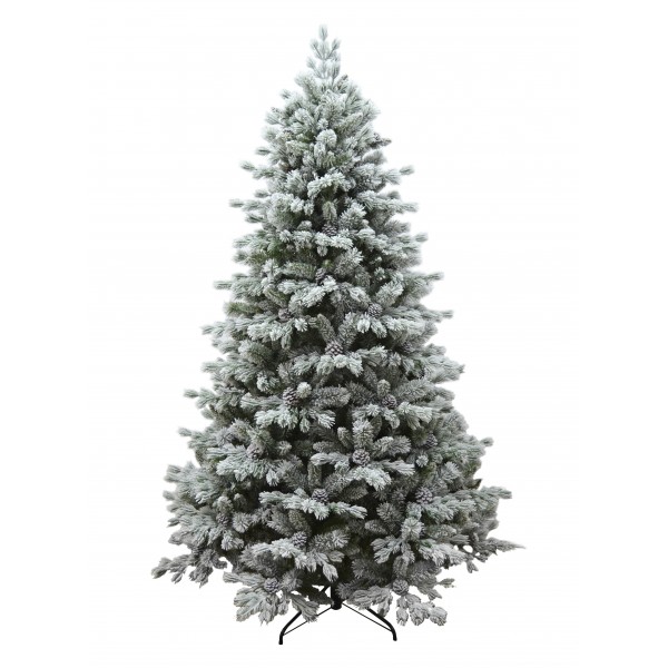 Albero di Natale innevato folto con pigne h 240 cm Kolba