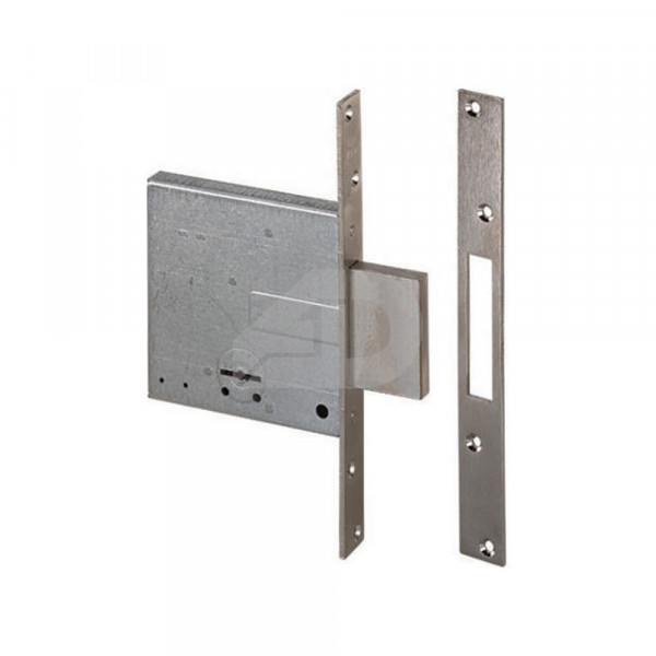 Serratura ad infilare laterale doppia mappa Cisa 1.57010.60 nichel satinato
