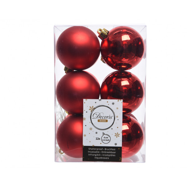 Palline albero di Natale confezione da 12 pezzi rosso