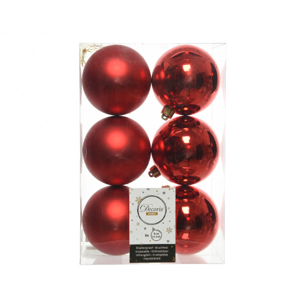 Palline albero di Natale confezione da 6 pezzi rosso