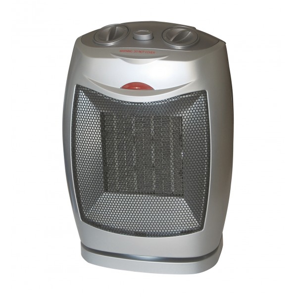 Stufa elettrica portatile oscillante 750/1500 W funzione caldo e freddo argento