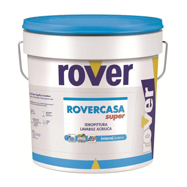 Idropittura lavabile acrilica 2,5 litri Rovercasa super bianco