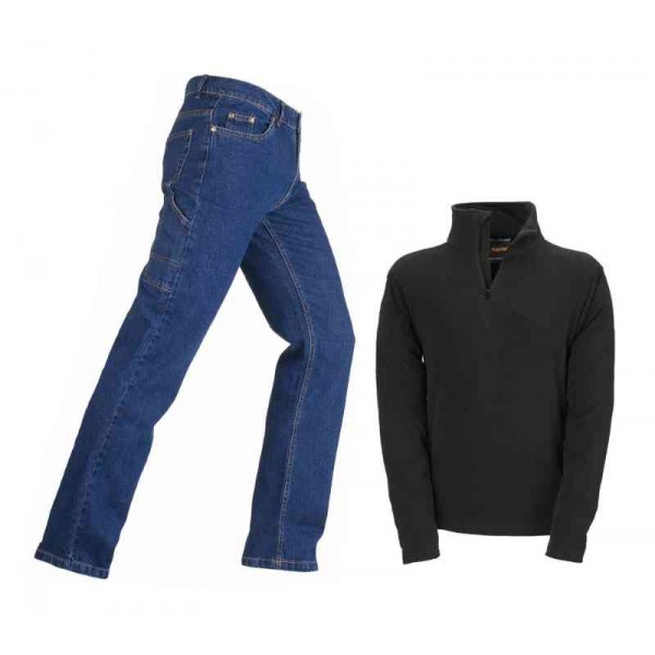 Set pantalone jeans + pile wolf nero tg. m