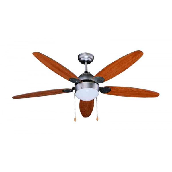 Ventilatore da soffitto con luce 5 pale 50 w 3 velocita&#039; noce