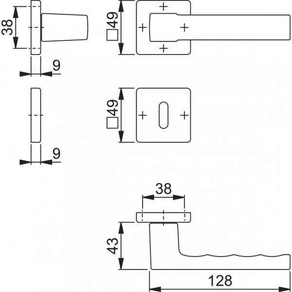 Maniglia Hoppe Toulon con rosetta e bocchetta quadre 49 mm bianco traffico per porte da interni