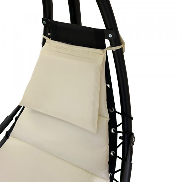 Poltrona dondolo con parasole Larissa 220x120x175 cm nero e ecrù