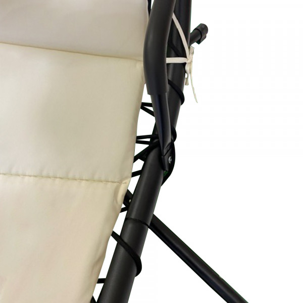 Poltrona dondolo con parasole Larissa 220x120x175 cm nero e ecrù
