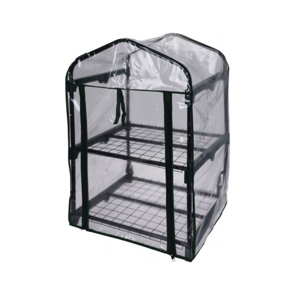 Serra da giardino mobile 2 ripaini in metallo + pvc per piante 50x45x80 cm