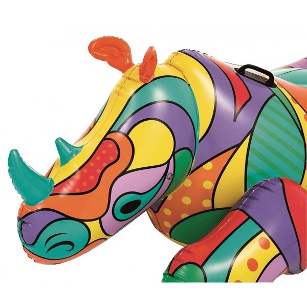 Bestway gonfiabile cavalcabile rhino pop 201x102 cm con maniglie - 41116 -