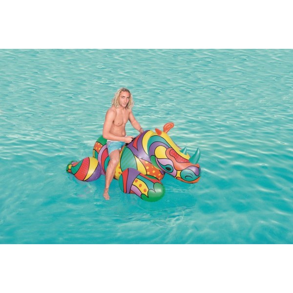 Bestway gonfiabile cavalcabile rhino pop 201x102 cm con maniglie - 41116 -