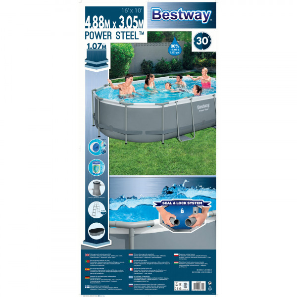Piscina fuori terra ovale Bestway 56448 Power Steel 488x305x107 cm