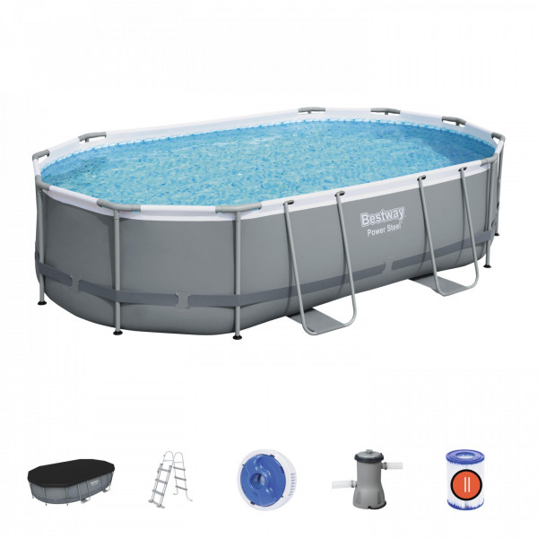 Piscina fuori terra ovale Bestway 56448 Power Steel 488x305x107 cm